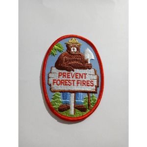 Vtg Smokey The Bear Patch "Prevent Forest Fires!" Sign Post  Spade New Old Stock